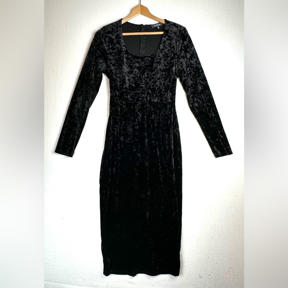 Lulus Cherish Me Crushed Velvet Long Sleeve Midi Bodycon Dress Whimsigoth Party